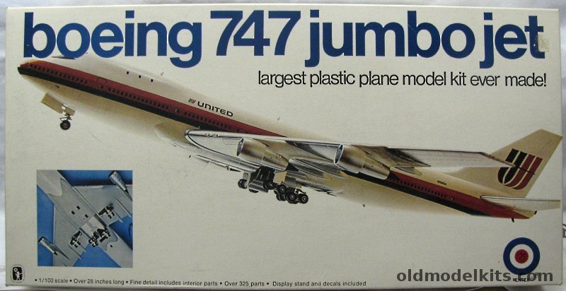 Entex 1/100 Boeing 747 Jumbo Jet United, 8453 plastic model kit